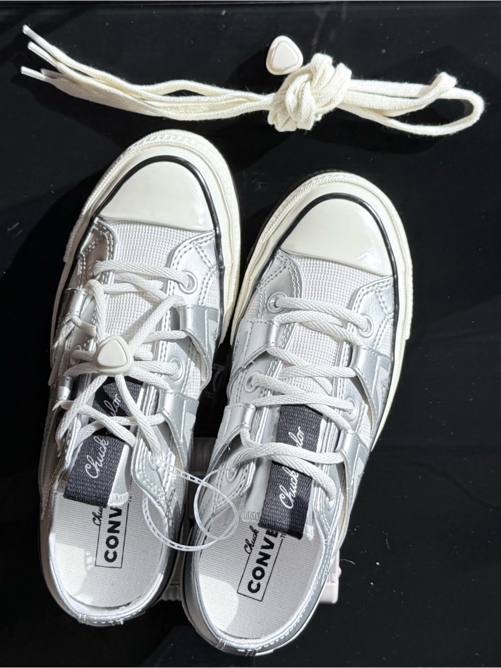 Converse Chuck 70 Low "Metallic Pack" Silver White Sneakers - Style A15188 6.5 - Picture 11 of 16